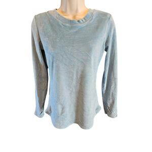 Cuddl Duds small S light blue velour sweater with thumb holes warm EUC winter ^